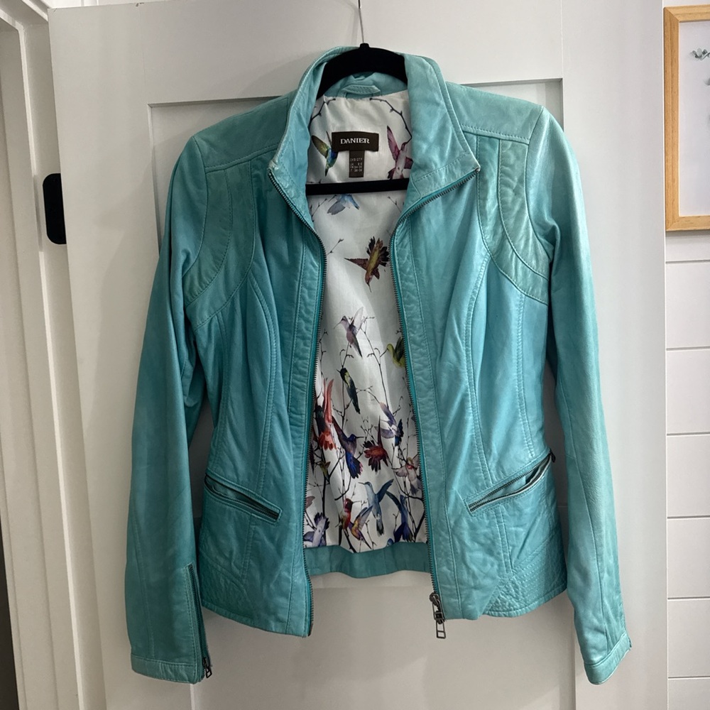 Danier Teal Leather Jacket